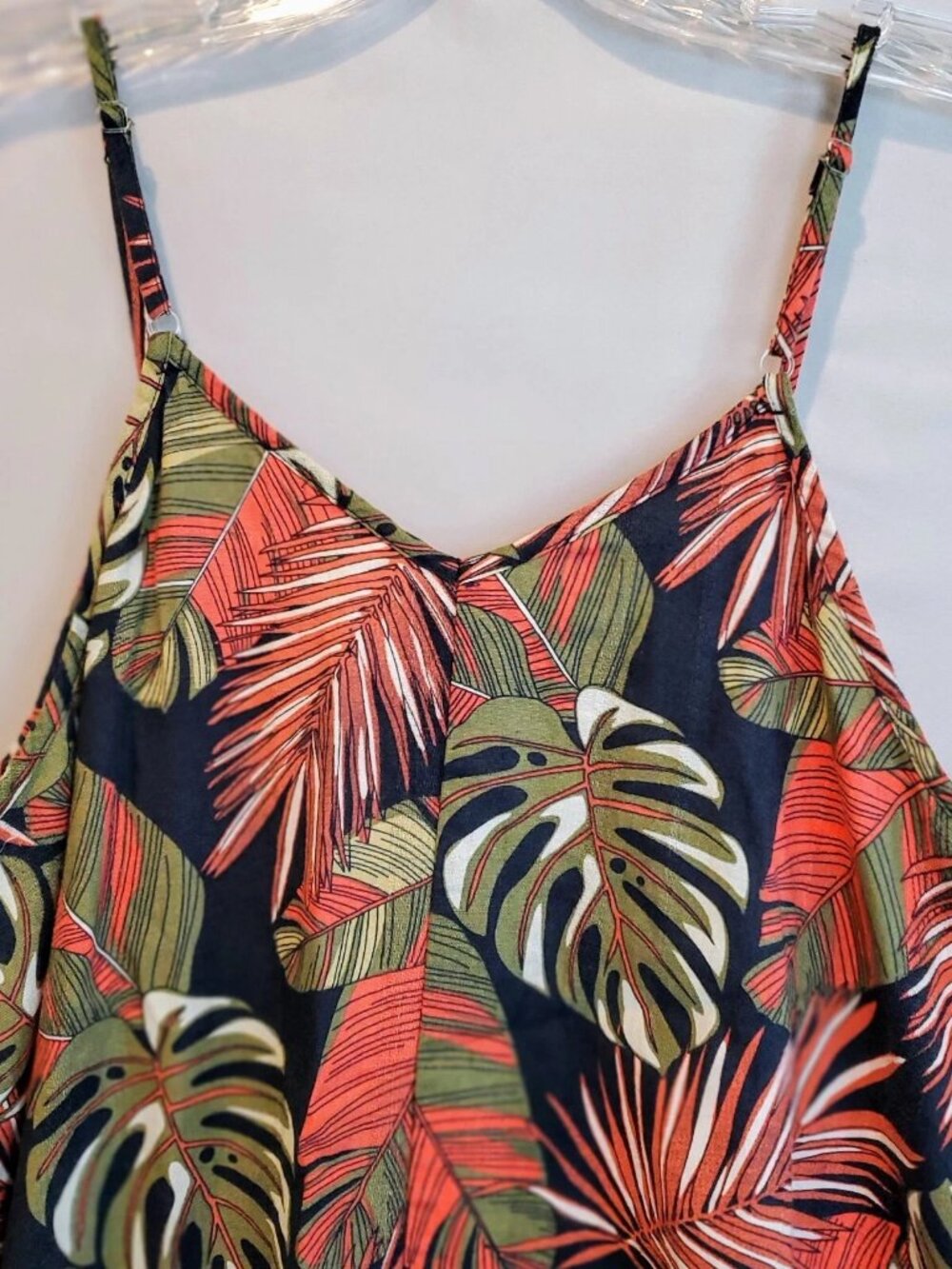 Time & Tru Women Sundress MED Tropical Linen Resort Coastal Flowy Summer Casual